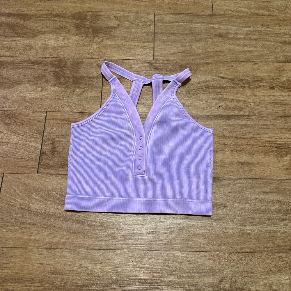Zenana Outfitters Purple Ribbed Tank Top
